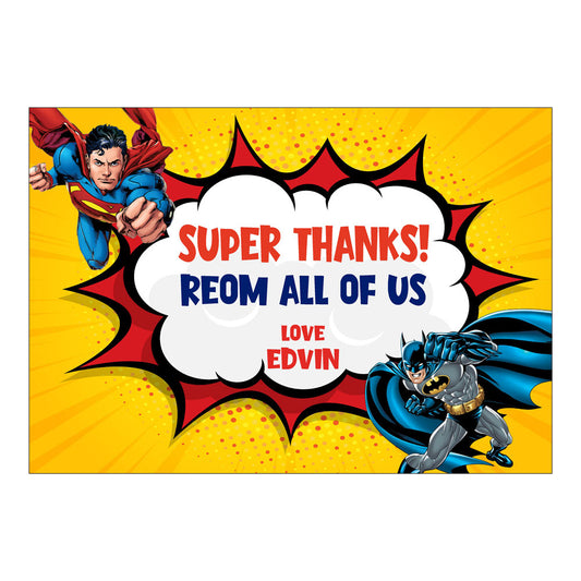 Super Heros Boy Theme Thank You Cards