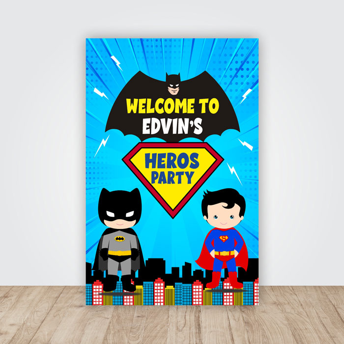 Super Heros Boy Theme Welcome Board