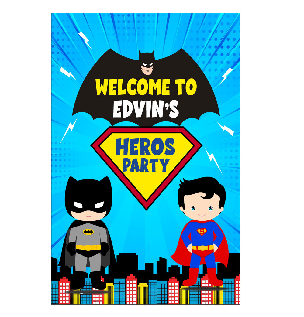 Super Heros Boy Theme Welcome Board