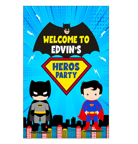 Super Heros Boy Theme Welcome Board