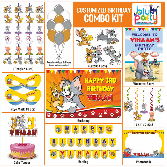 Tom & Jerry Birthday Theme Personalized Compact Combo Kit | Kids Party Decoration