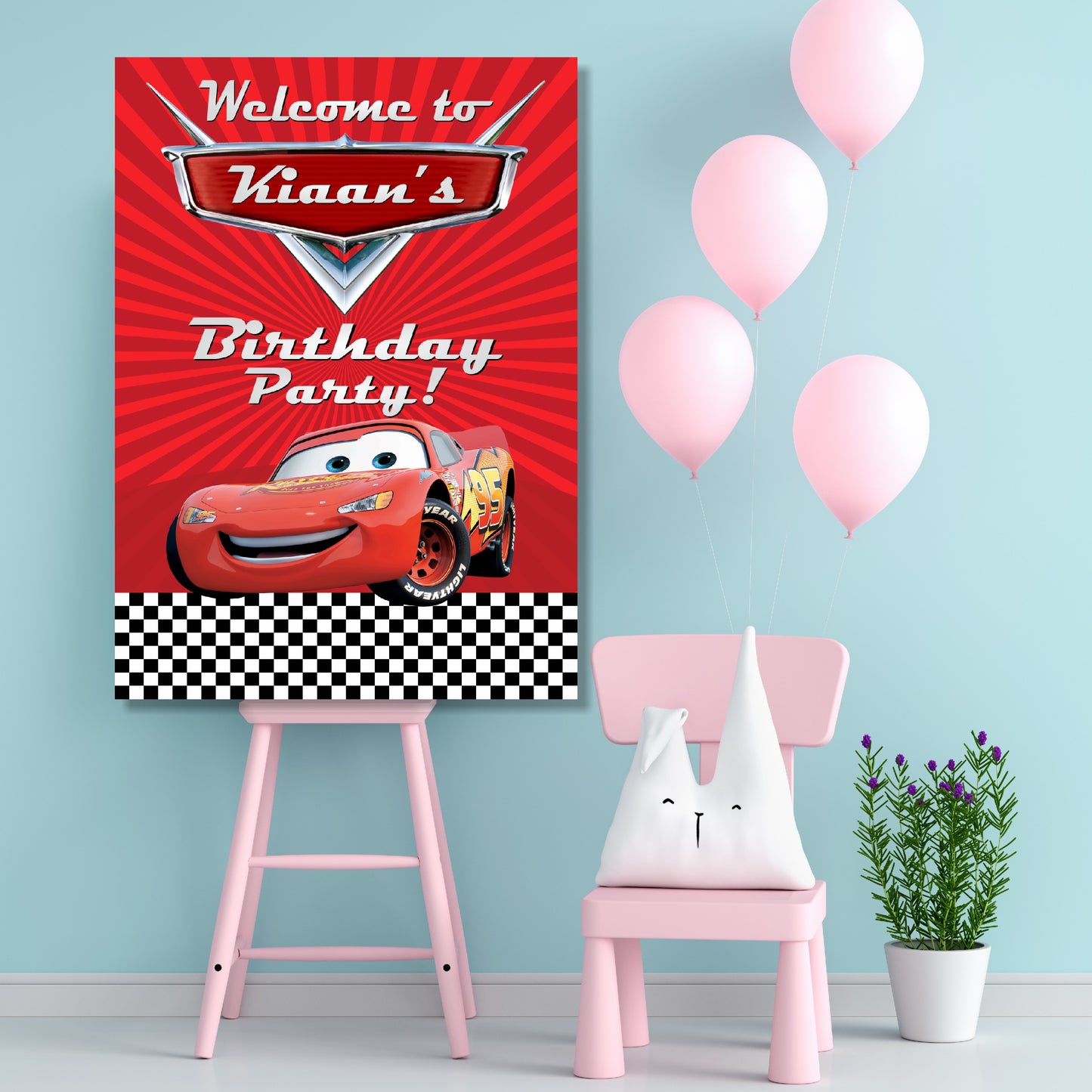 McQeen Car Theme Welcome Board