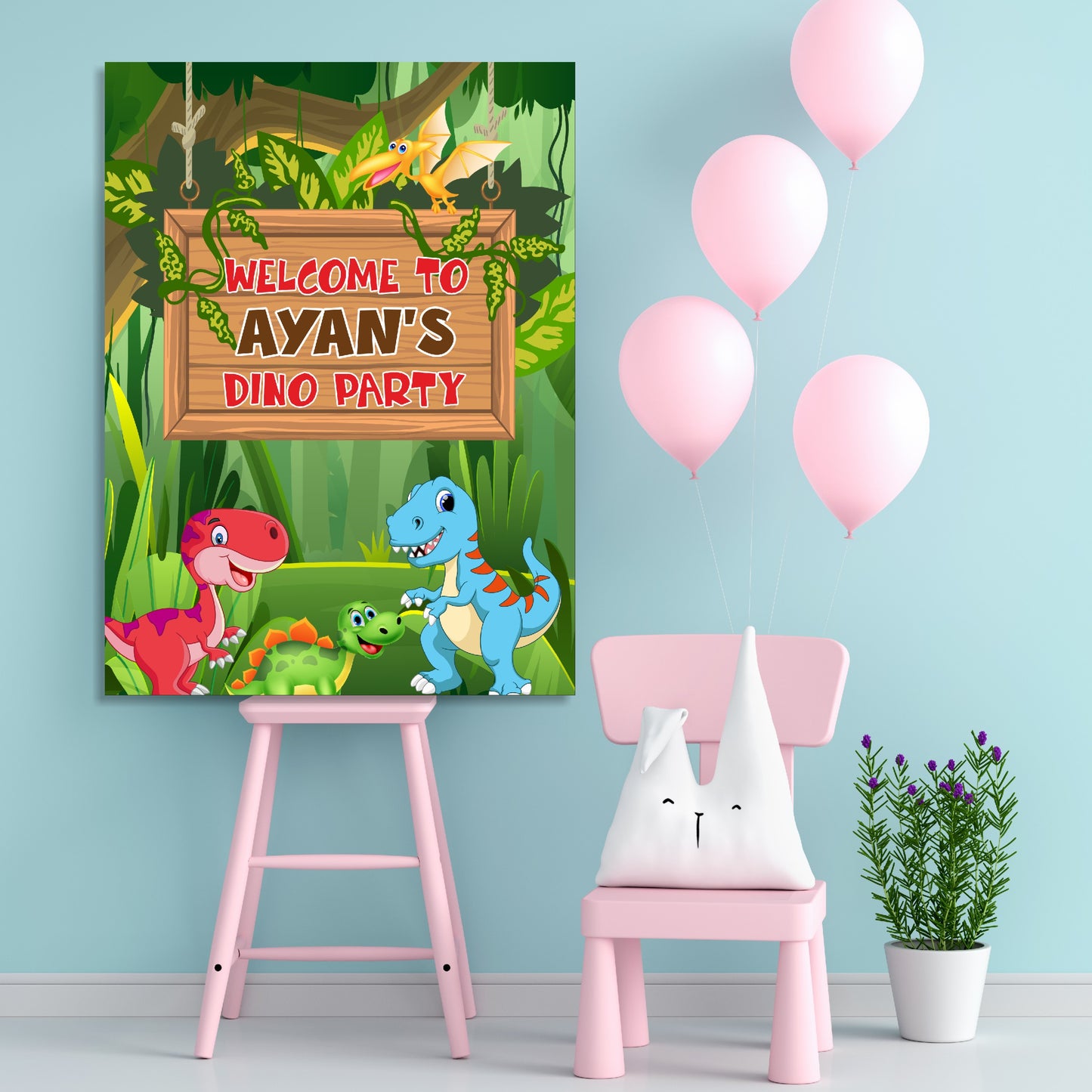 Dino Theme Personalized Welcome Board