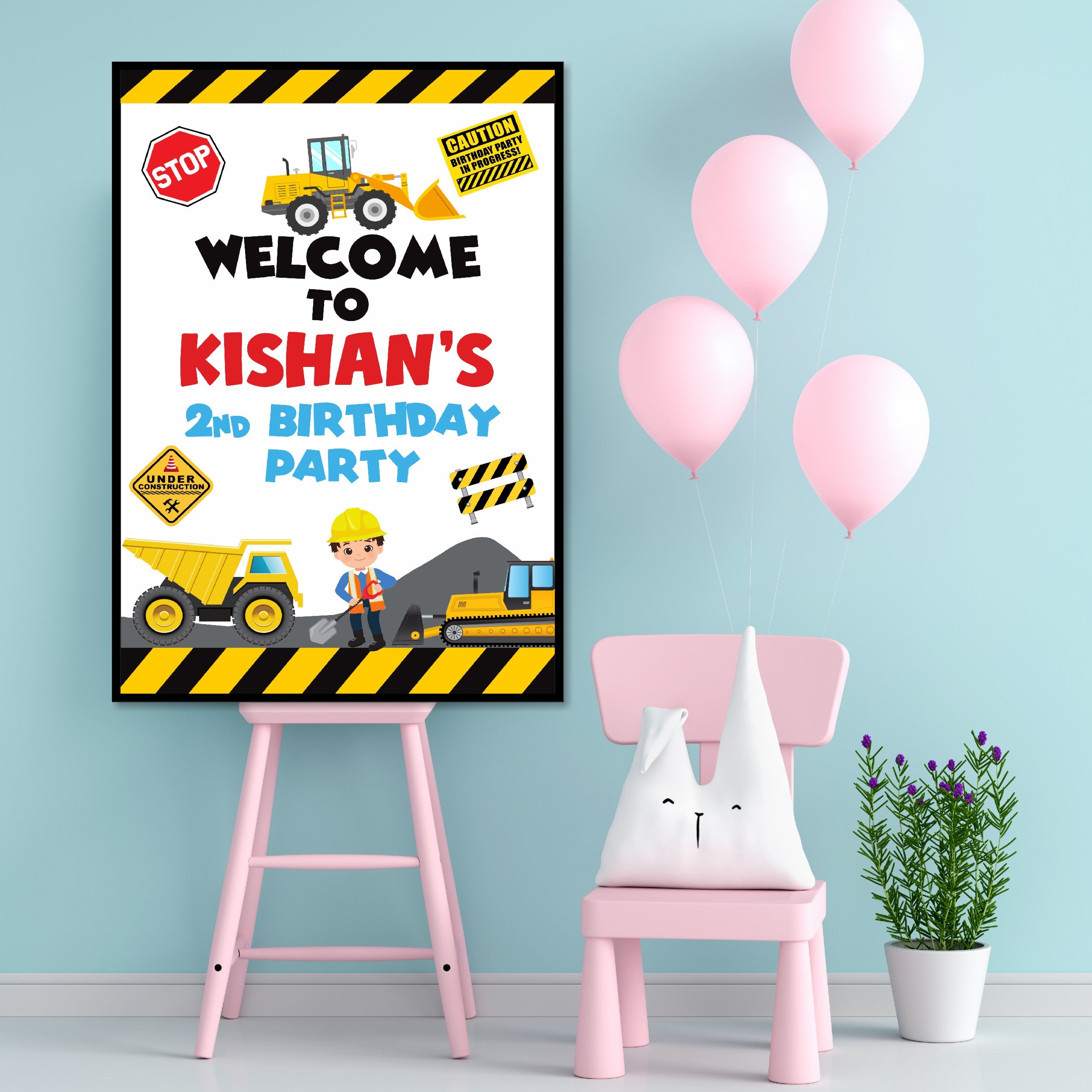 Construction Theme Welcome Board – BluParty