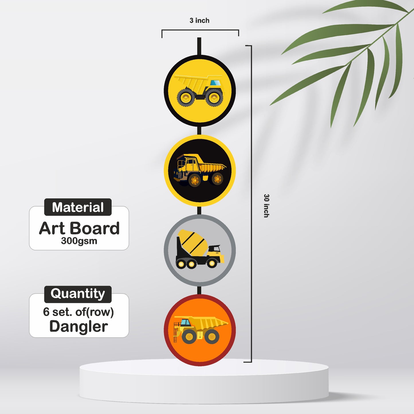 Construction Theme Round Danglers