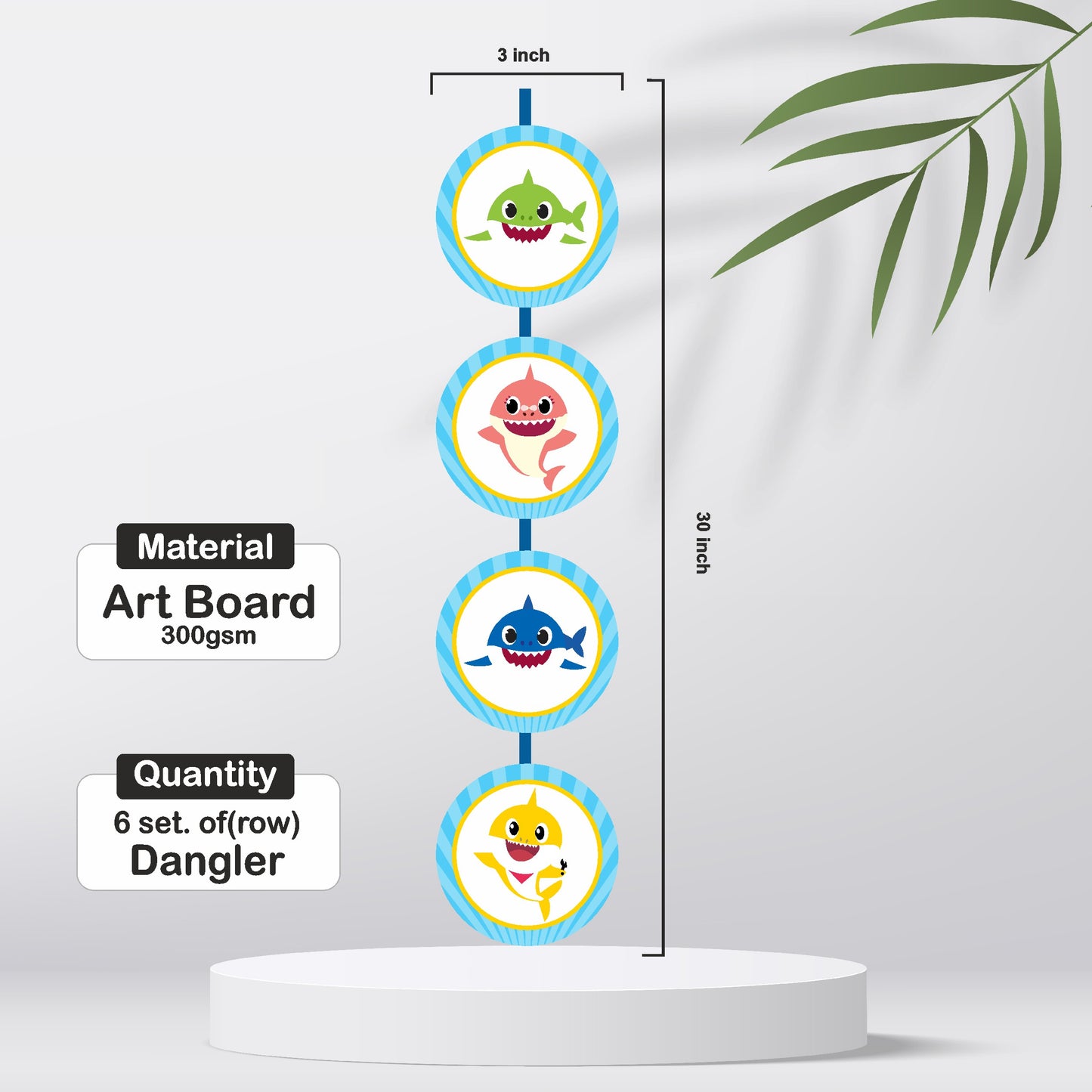 Baby Shark Theme Round Danglers