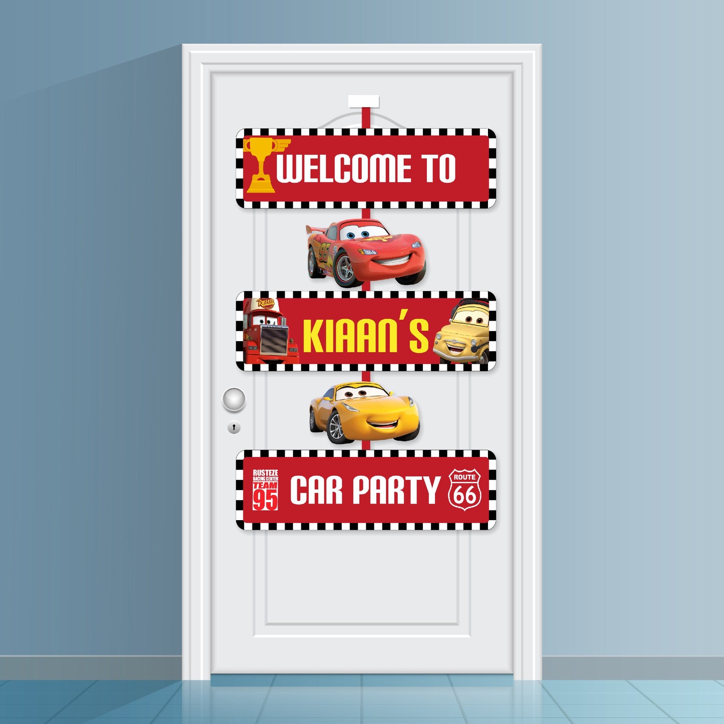 McQeen Car Theme Door Poster
