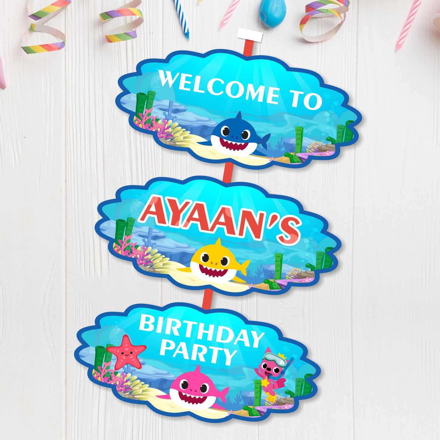 Baby Shark Theme Personalized Door Poster