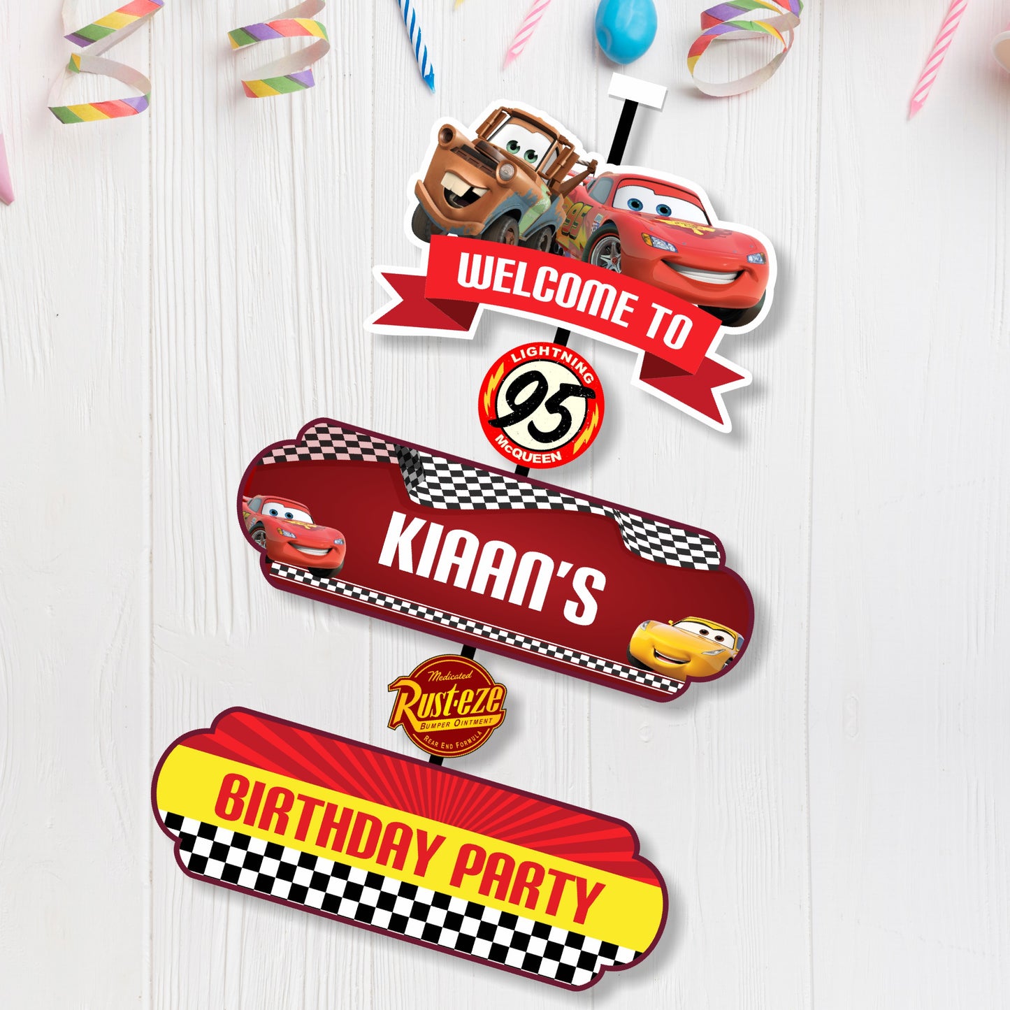 McQeen Car Theme Personalized Door Poster