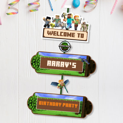 Minecraft Theme Door Poster