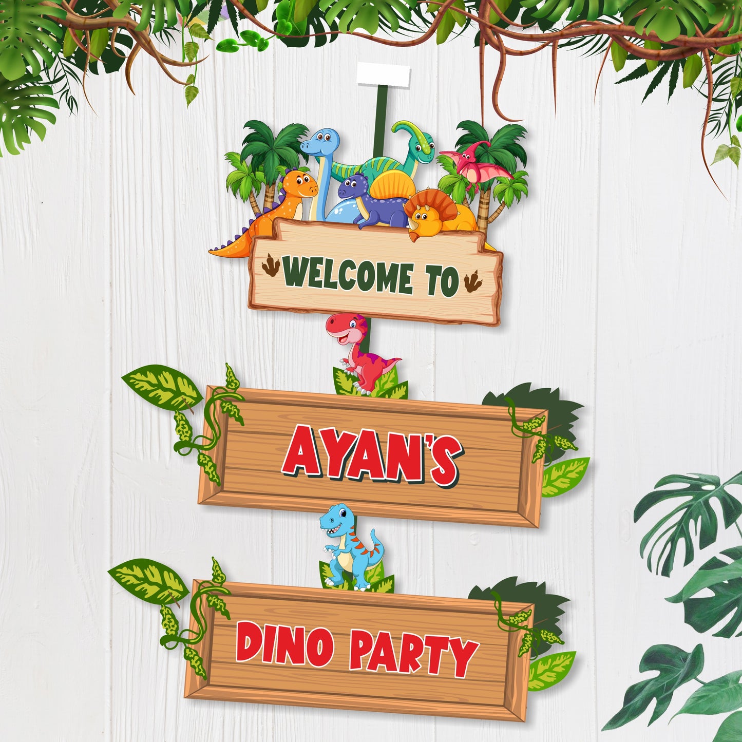 Dino Theme Personalized Door Poster