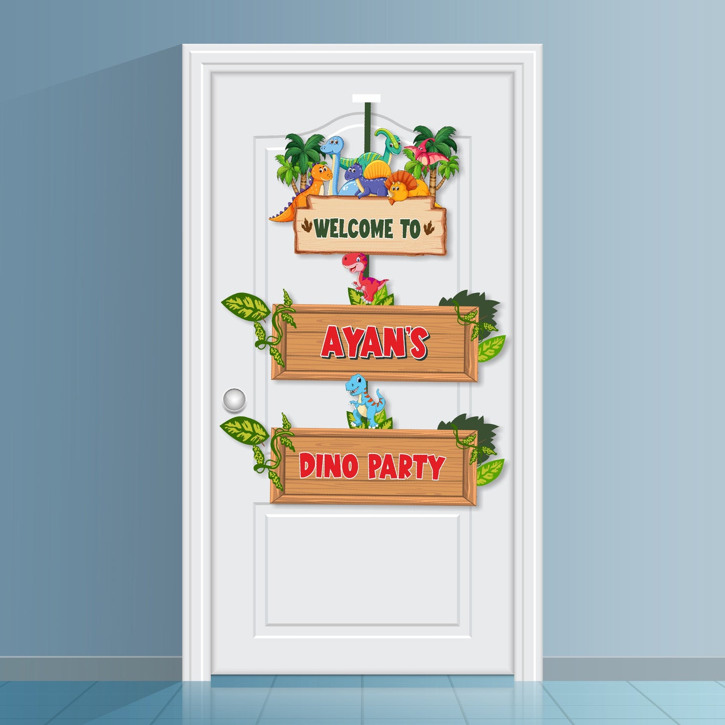 Dino Theme Personalized Door Poster