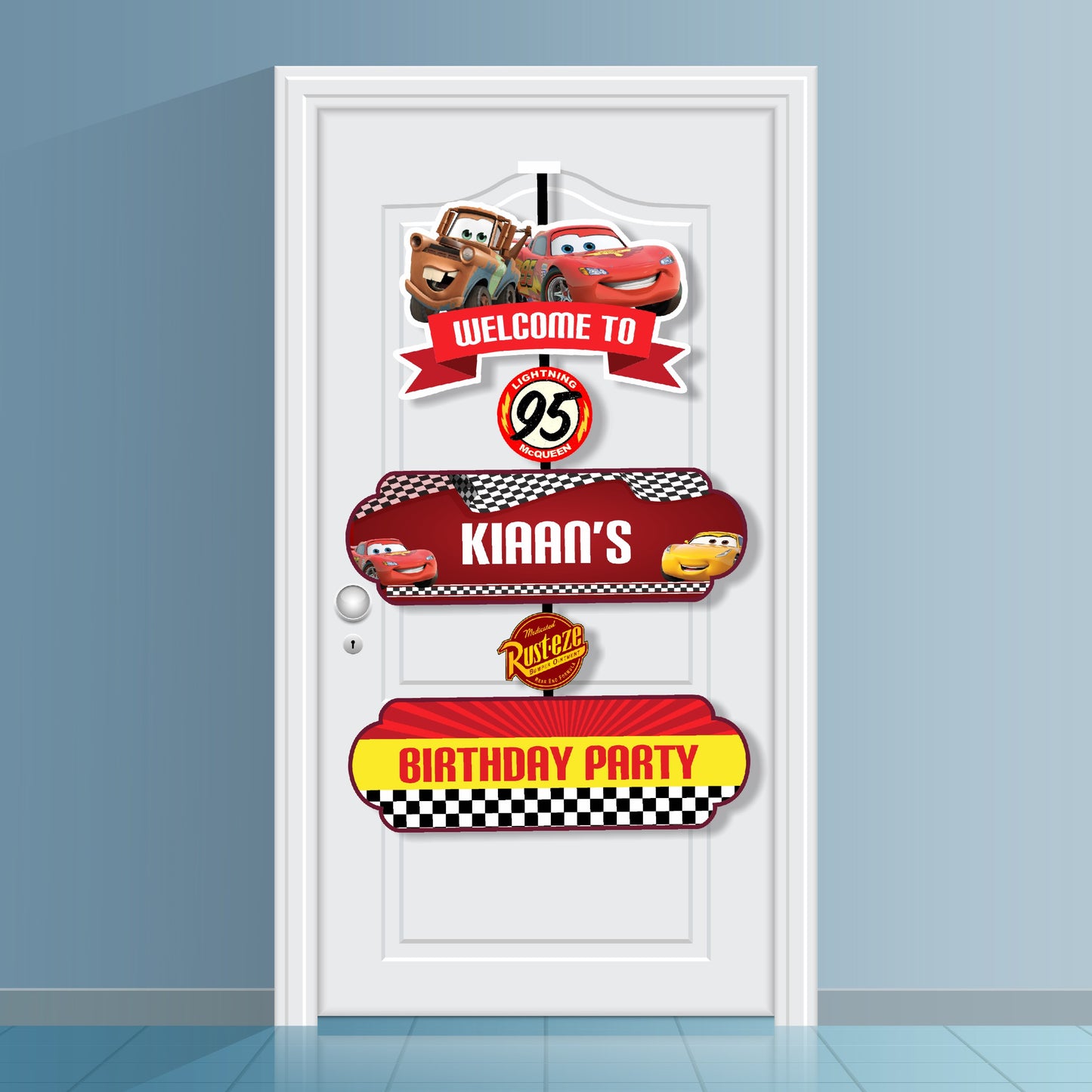 McQeen Car Theme Personalized Door Poster