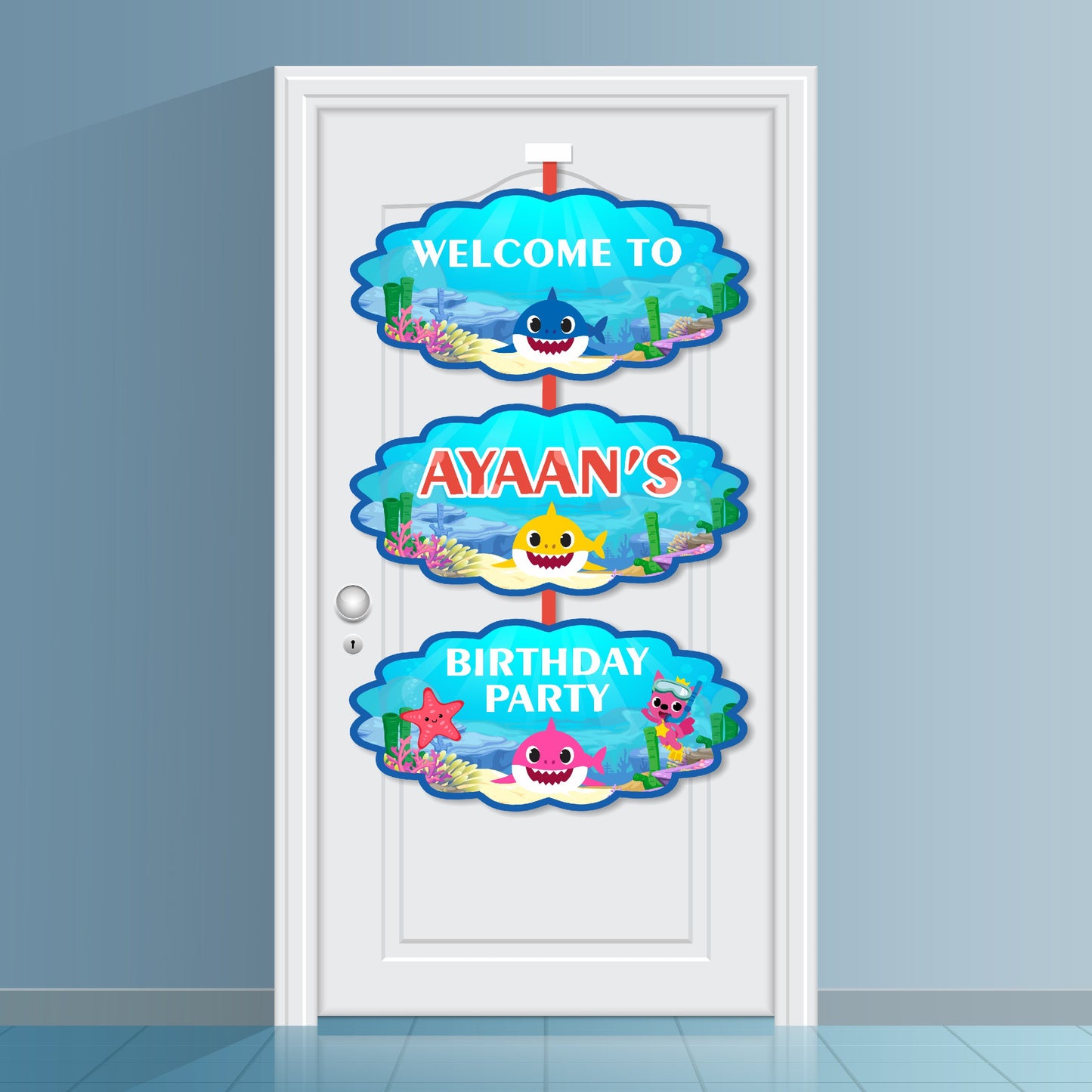 Baby Shark Theme Personalized Door Poster