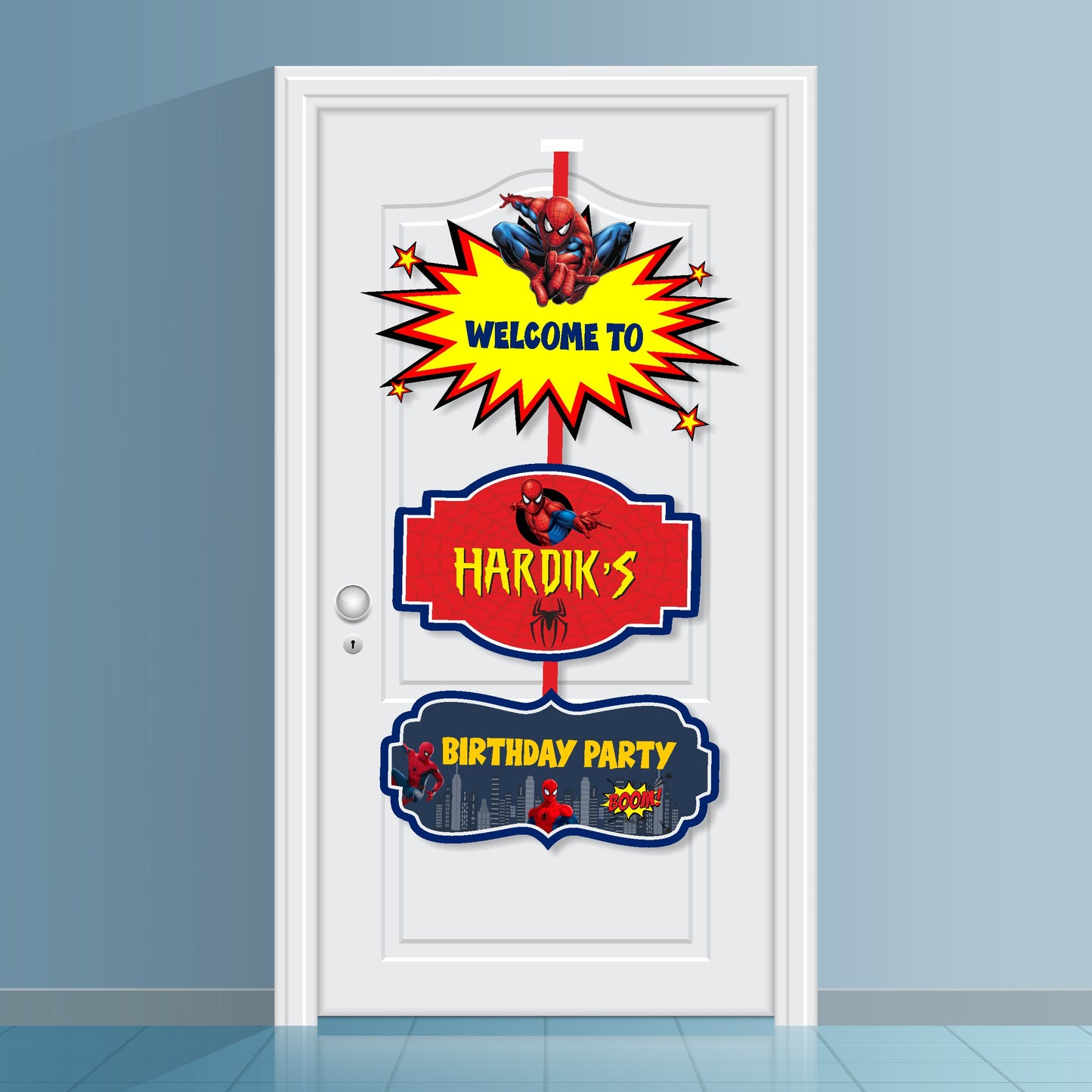 Spiderman Theme Personalized Door Poster