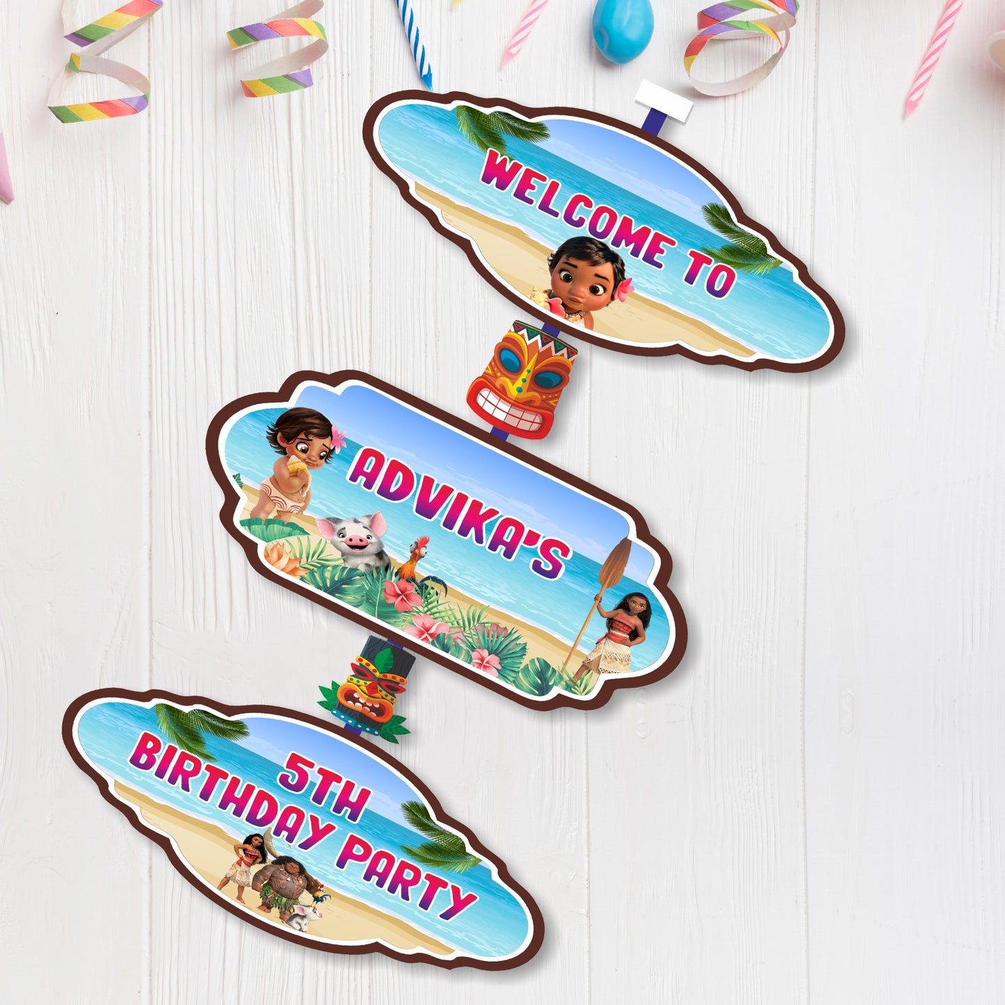 Moana Theme Personalized Door Poster