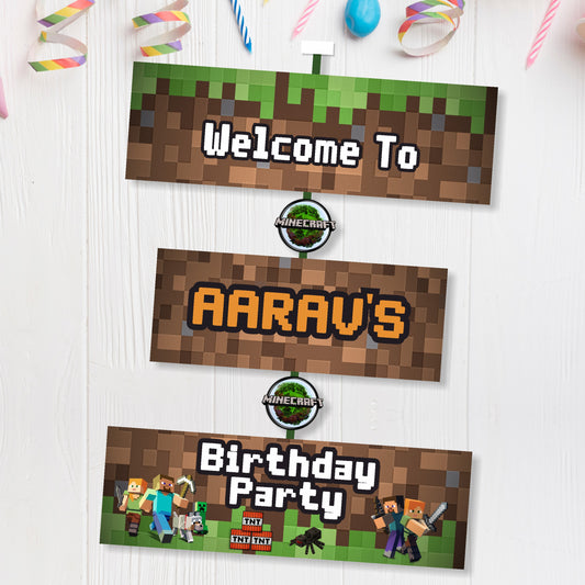 Minecraft Theme Personalized Door Poster