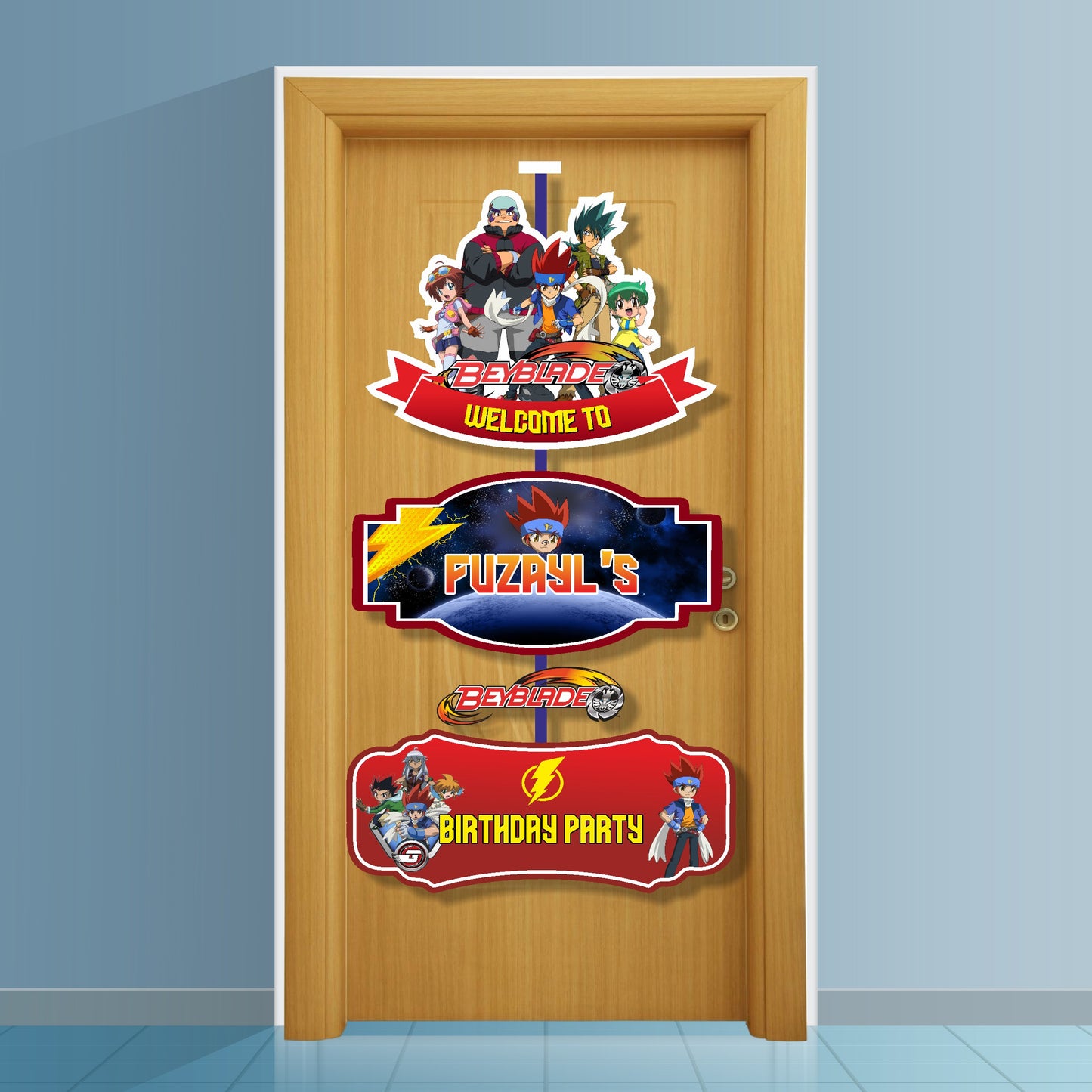 Beyblade Theme Personalized Door Poster
