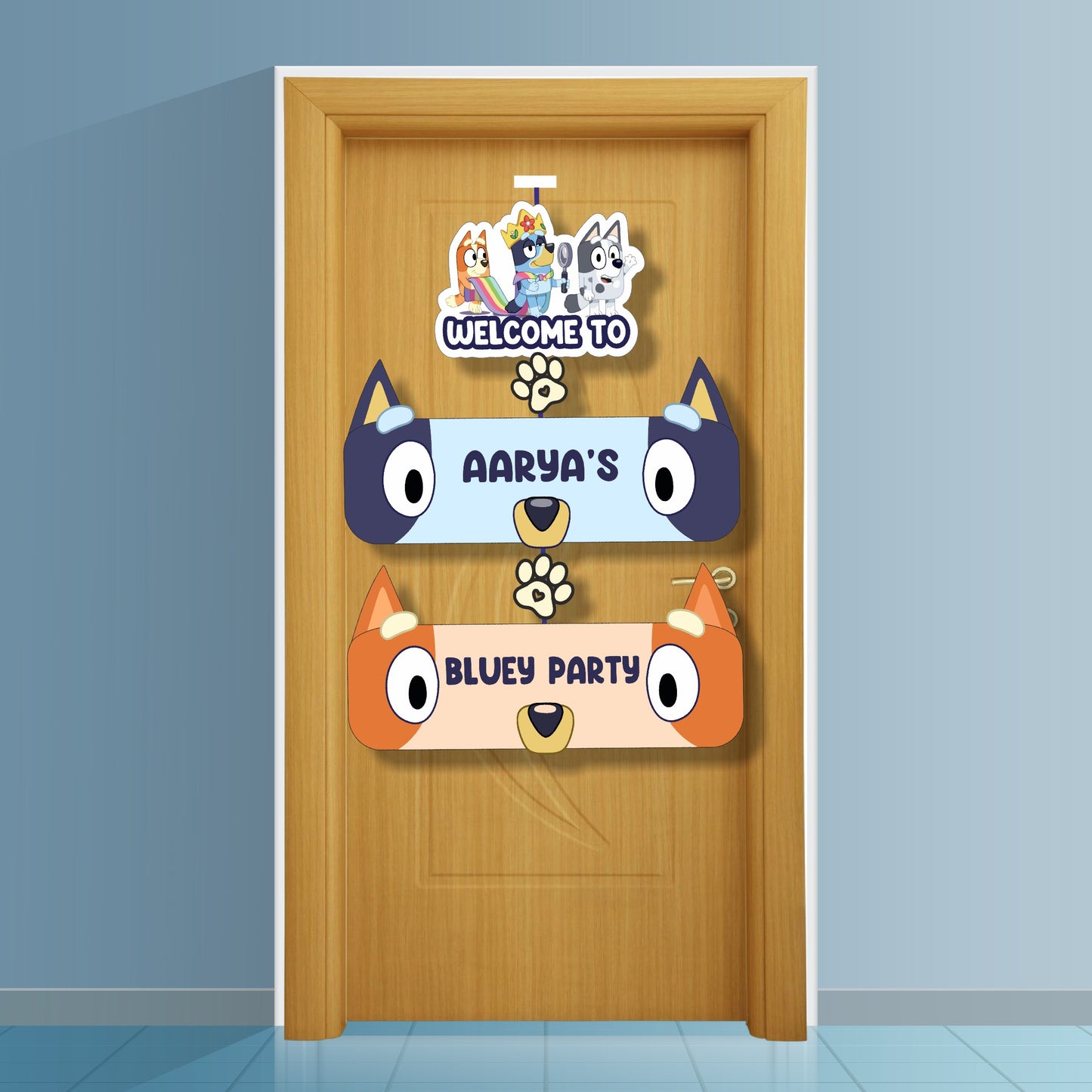 Bluey Theme Personalized  Door Poster