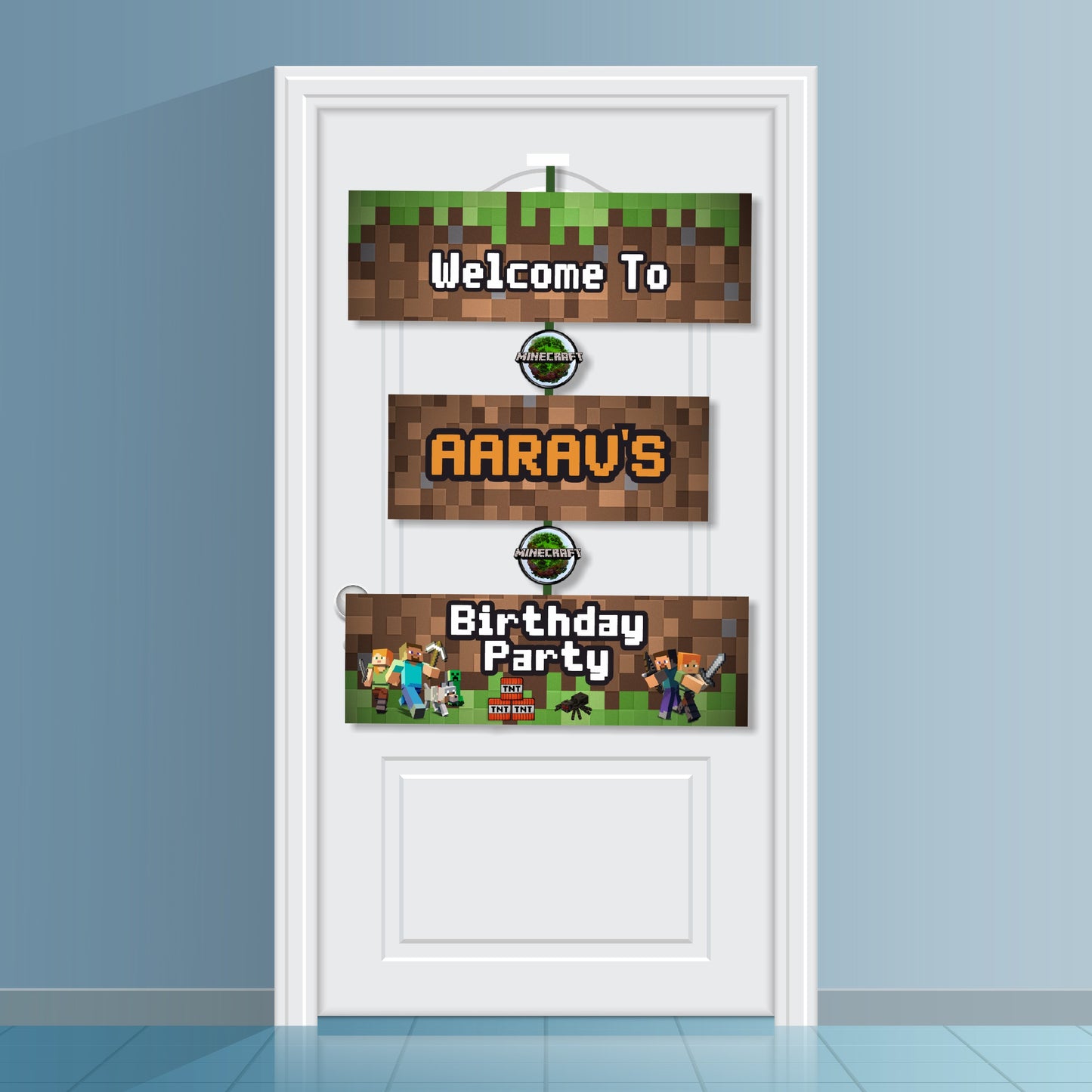 Minecraft Theme Personalized Door Poster