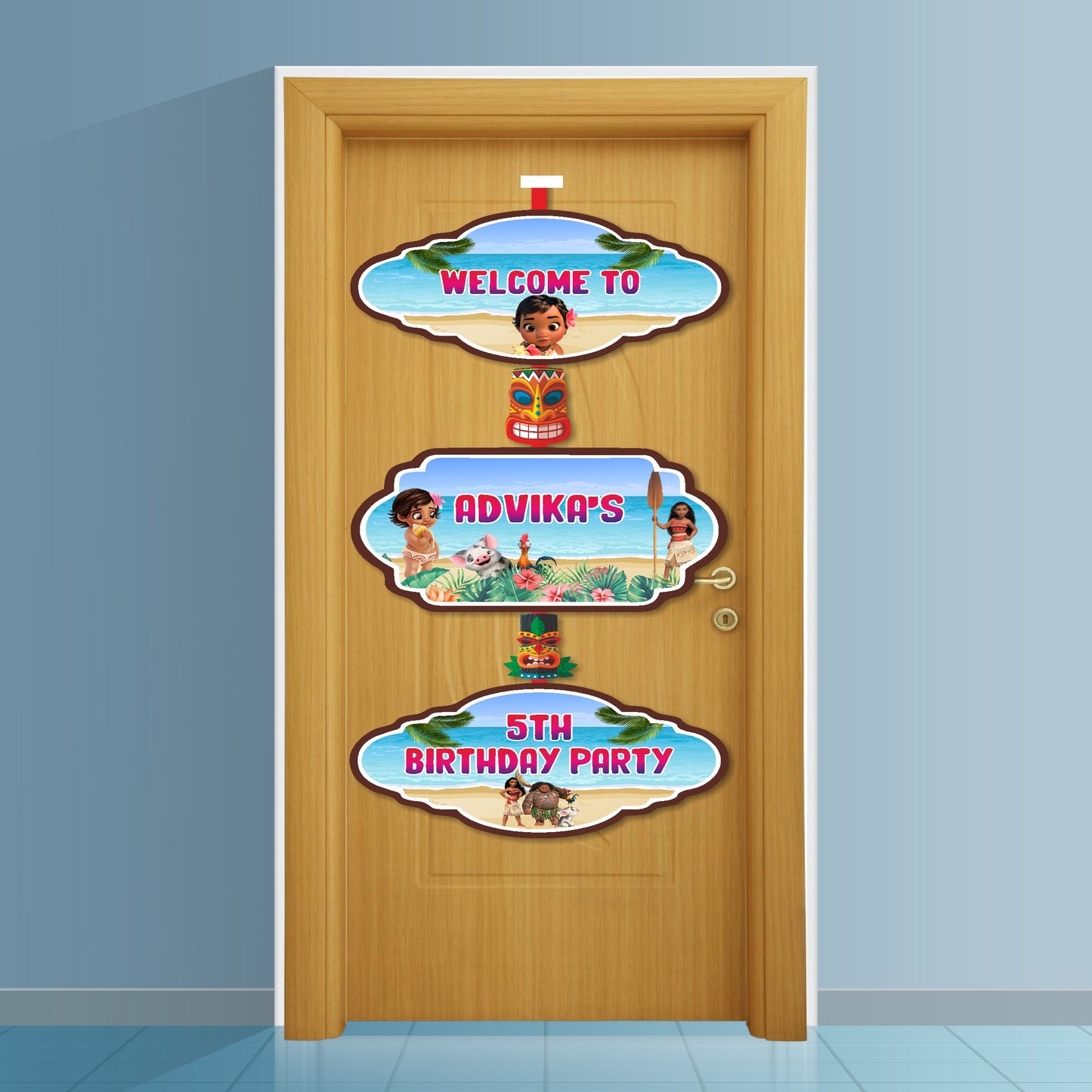 Moana Theme Personalized Door Poster