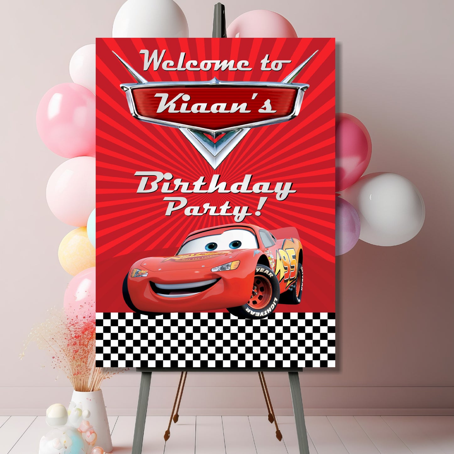 McQeen Car Theme Welcome Board