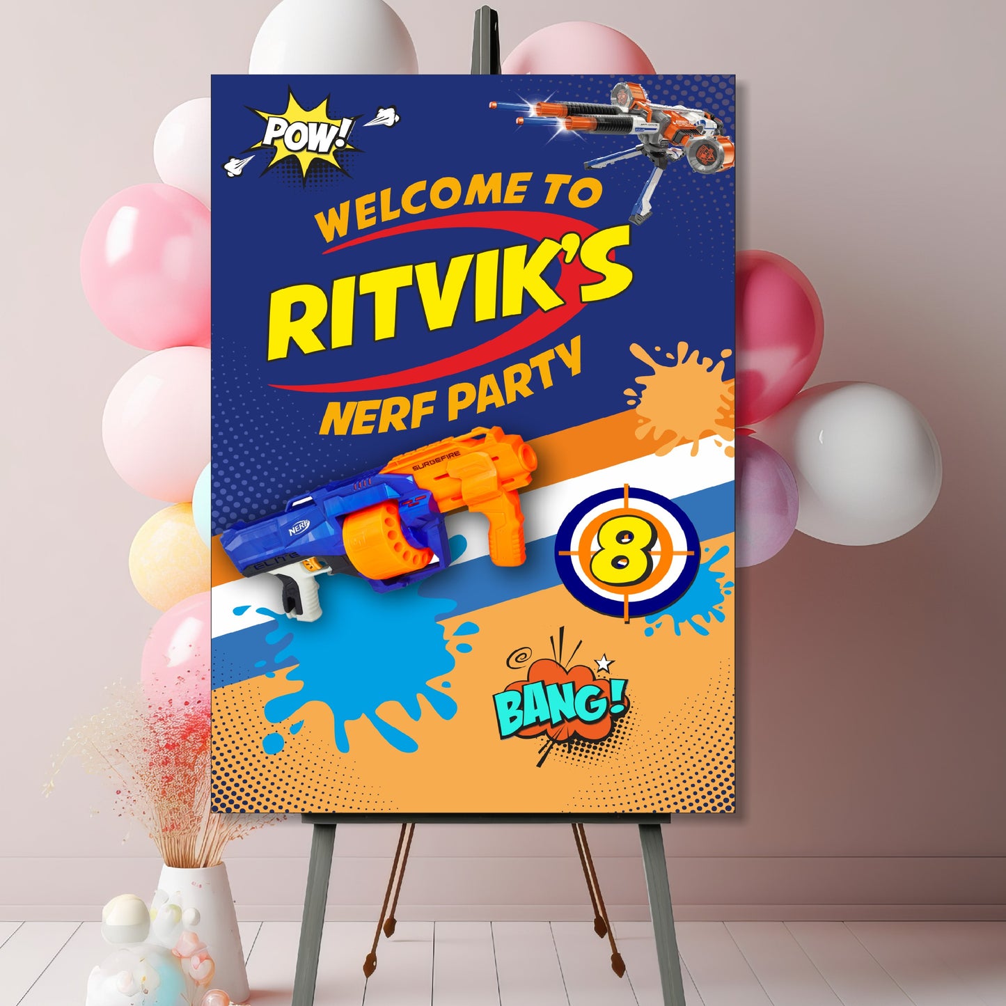Nerf Gun Theme Welcome Board