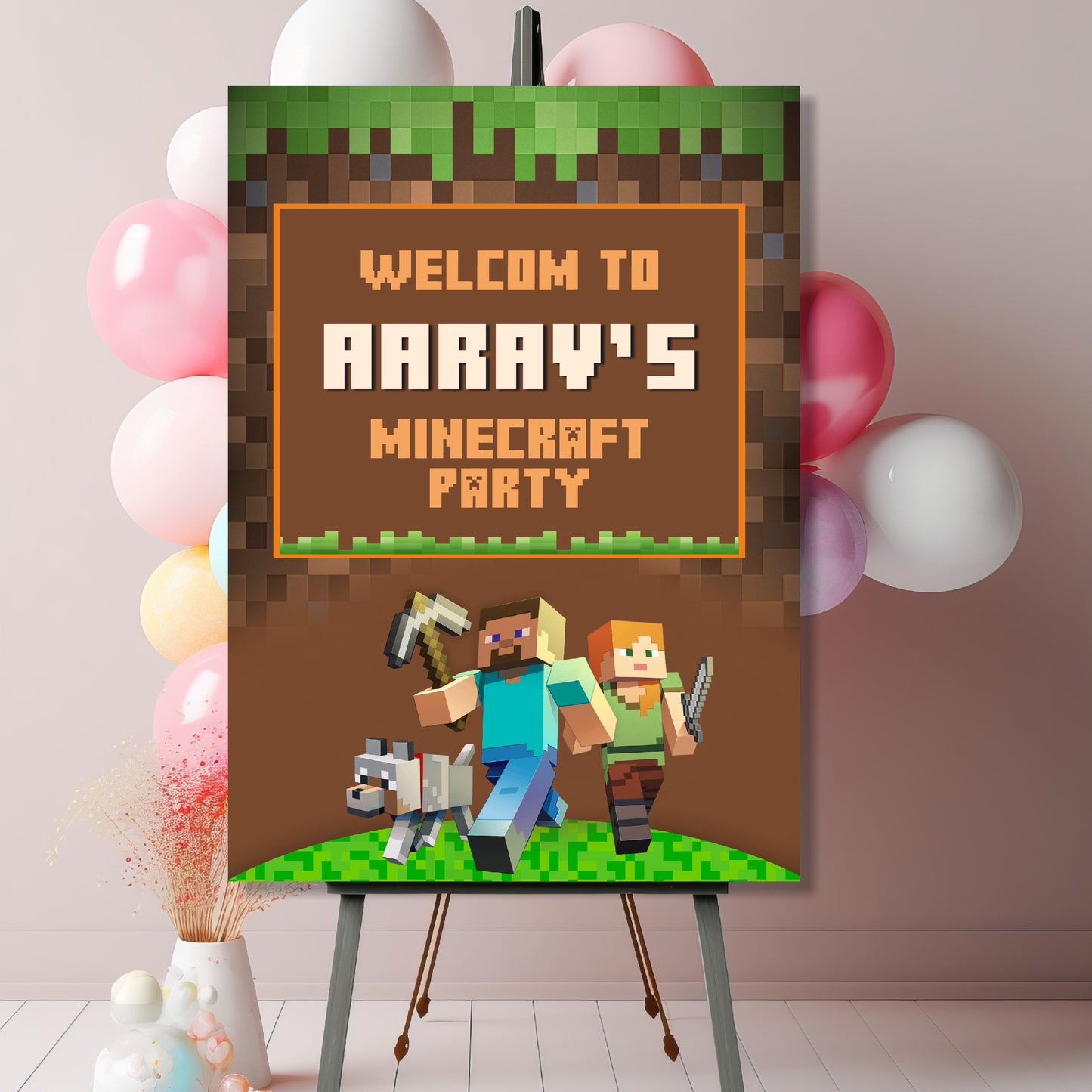 Minecraft Theme Welcome Board