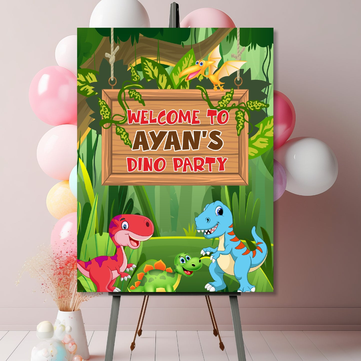Dino Theme Personalized Welcome Board