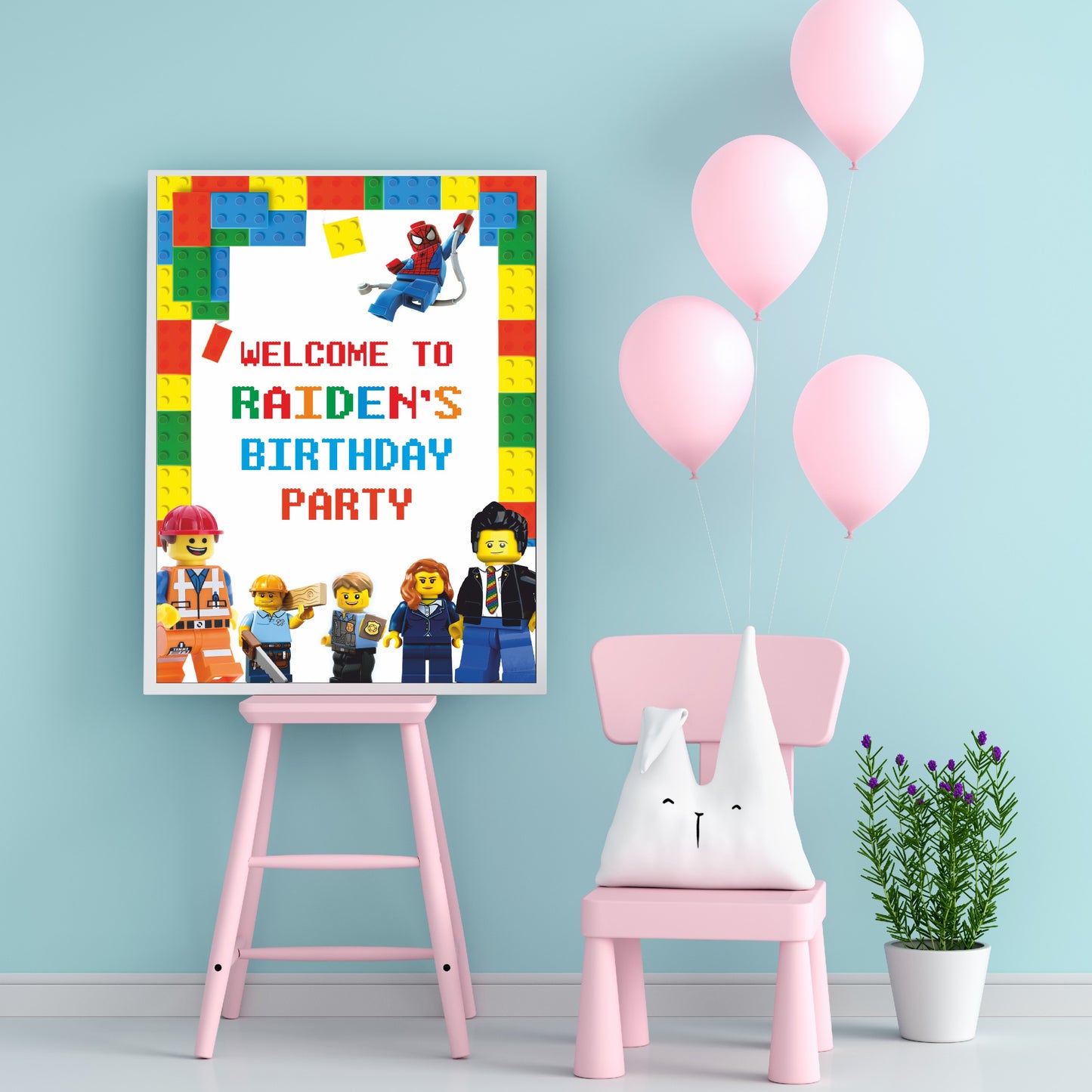 Lego Theme Personalized  Welcome Board