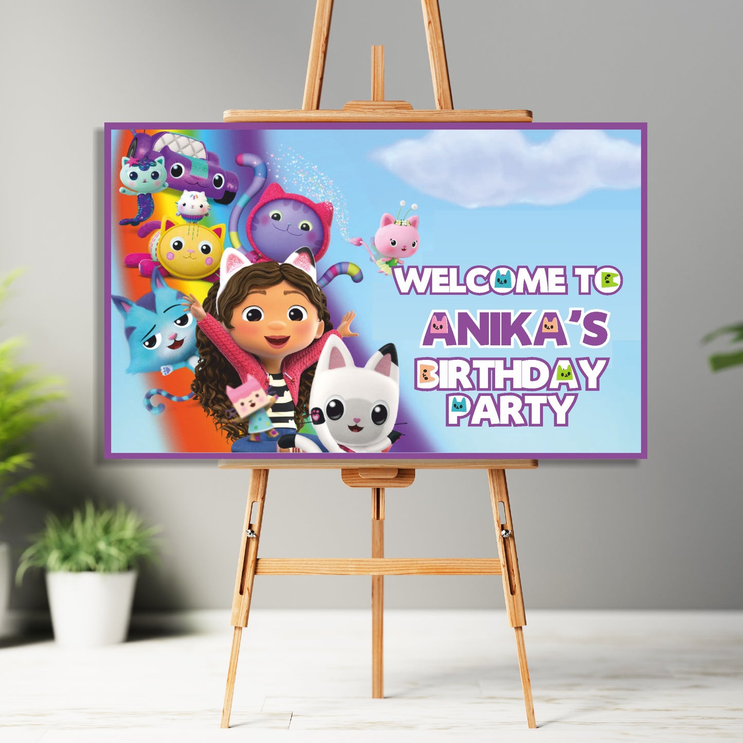 Gabby’s Dollhouse Theme Personalized  Welcome Board