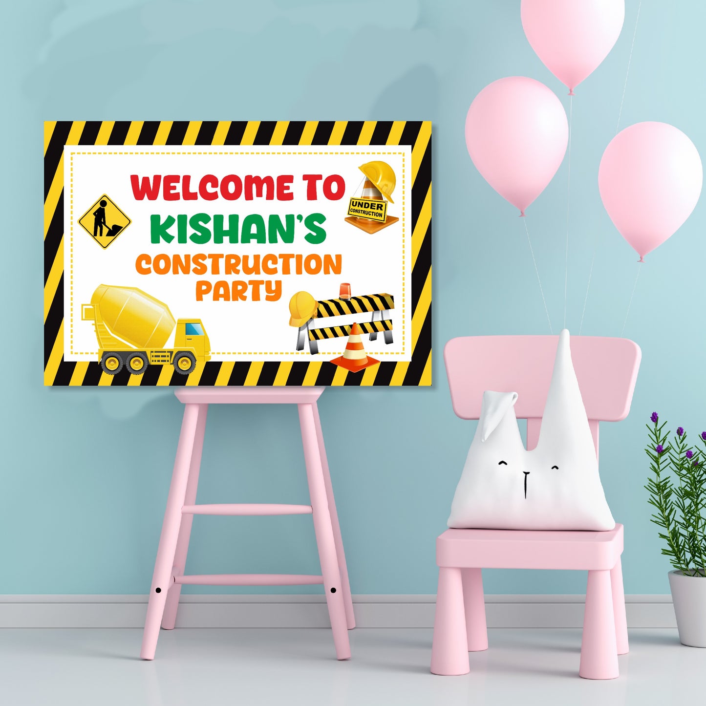 Construction Theme Customized Welcome Board