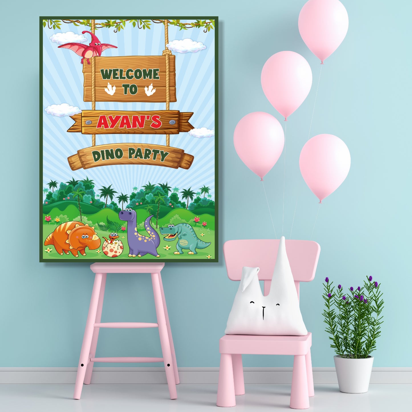 Dino Theme Customized Welcome Board