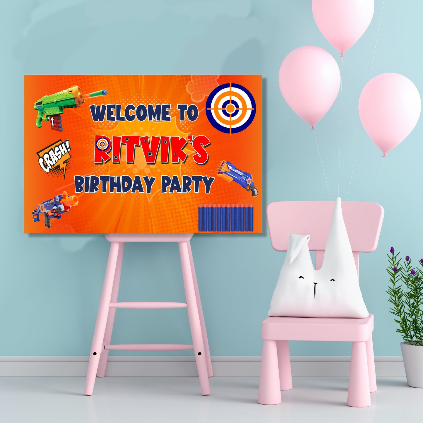 Nerf Gun Theme Personalized Welcome Board