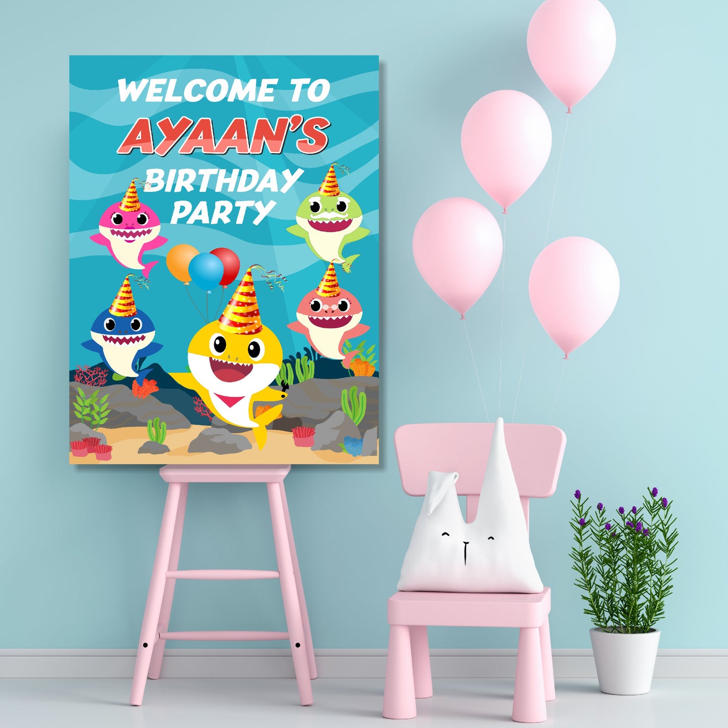 Baby Shark Theme Personalized Welcome Board