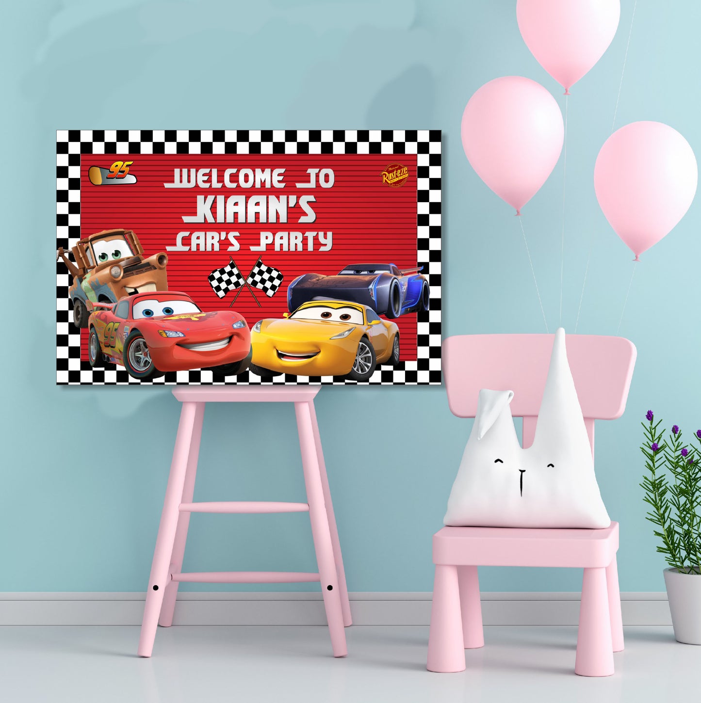 McQeen Car Theme Personalized Welcome Board