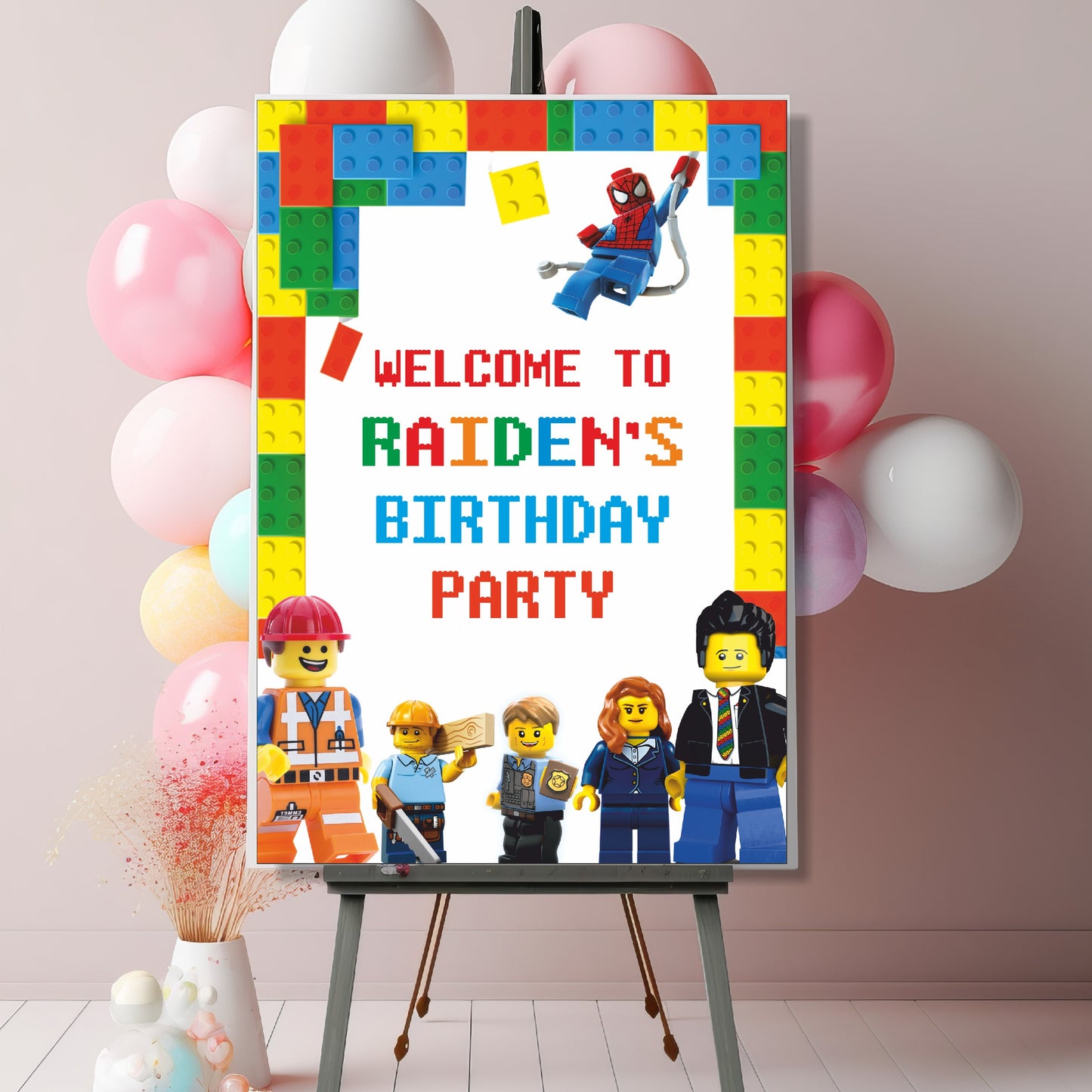 Lego Theme Personalized  Welcome Board
