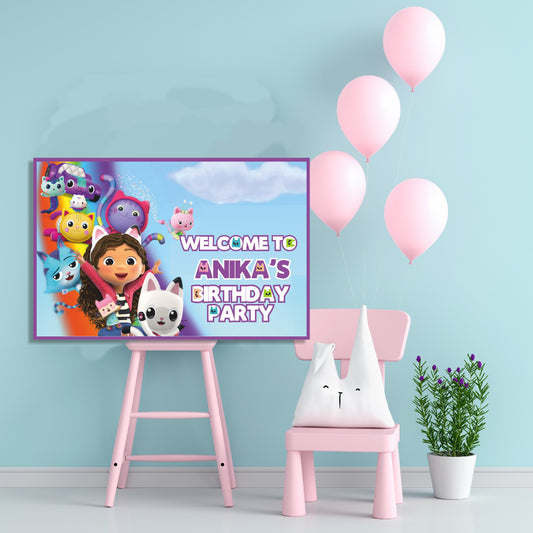 Gabby’s Dollhouse Theme Personalized  Welcome Board