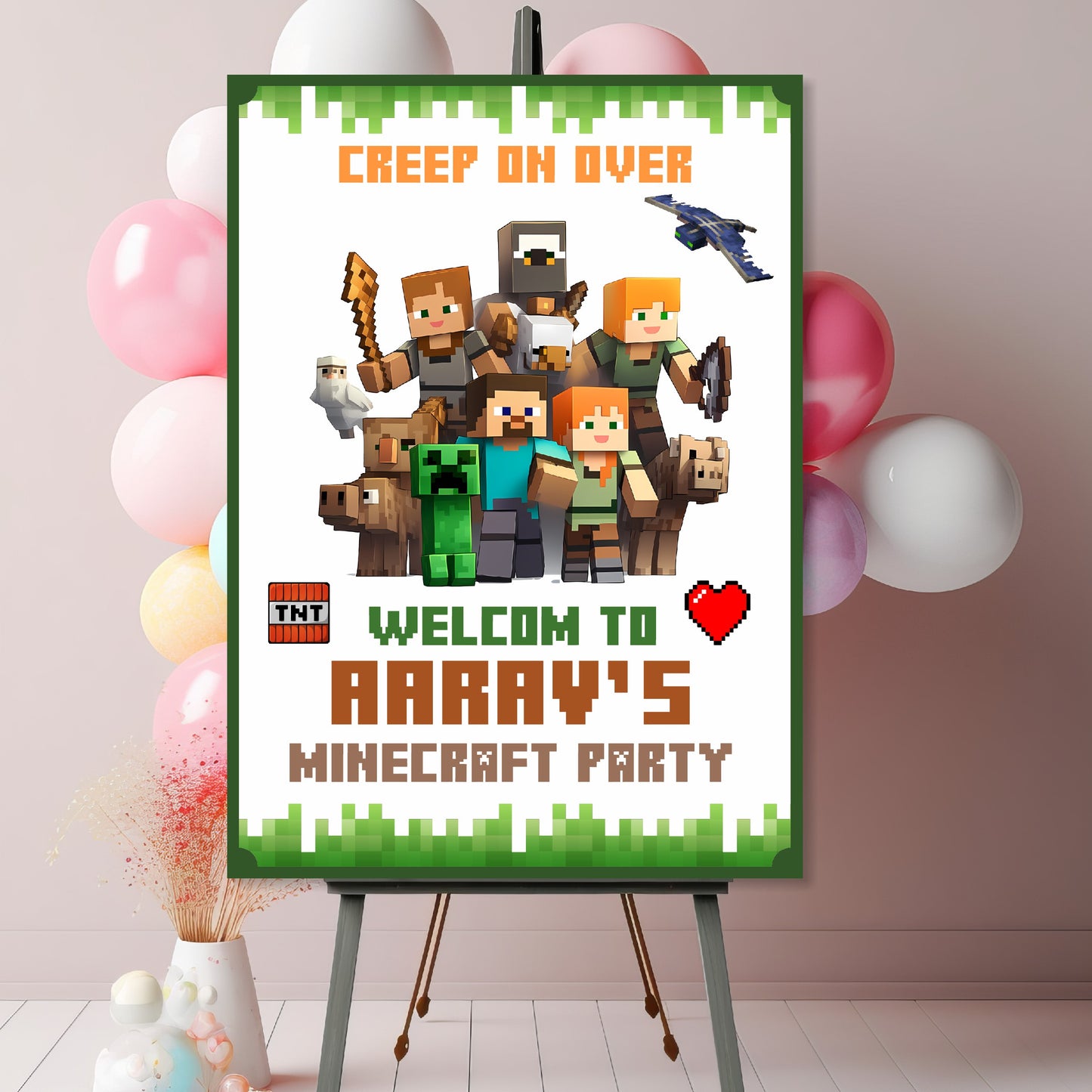 Minecraft Theme Personalized Welcome Board