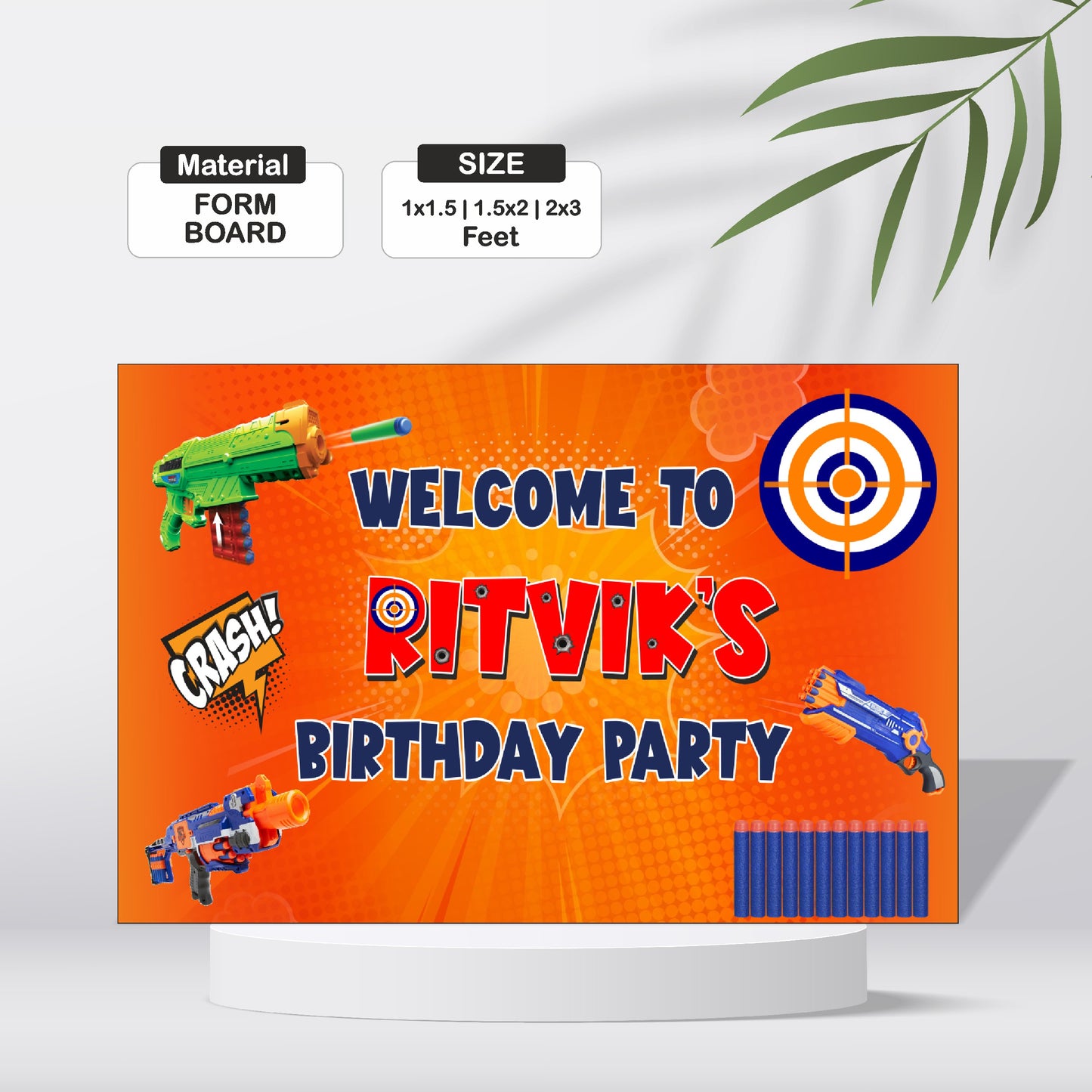 Nerf Gun Theme Personalized Welcome Board