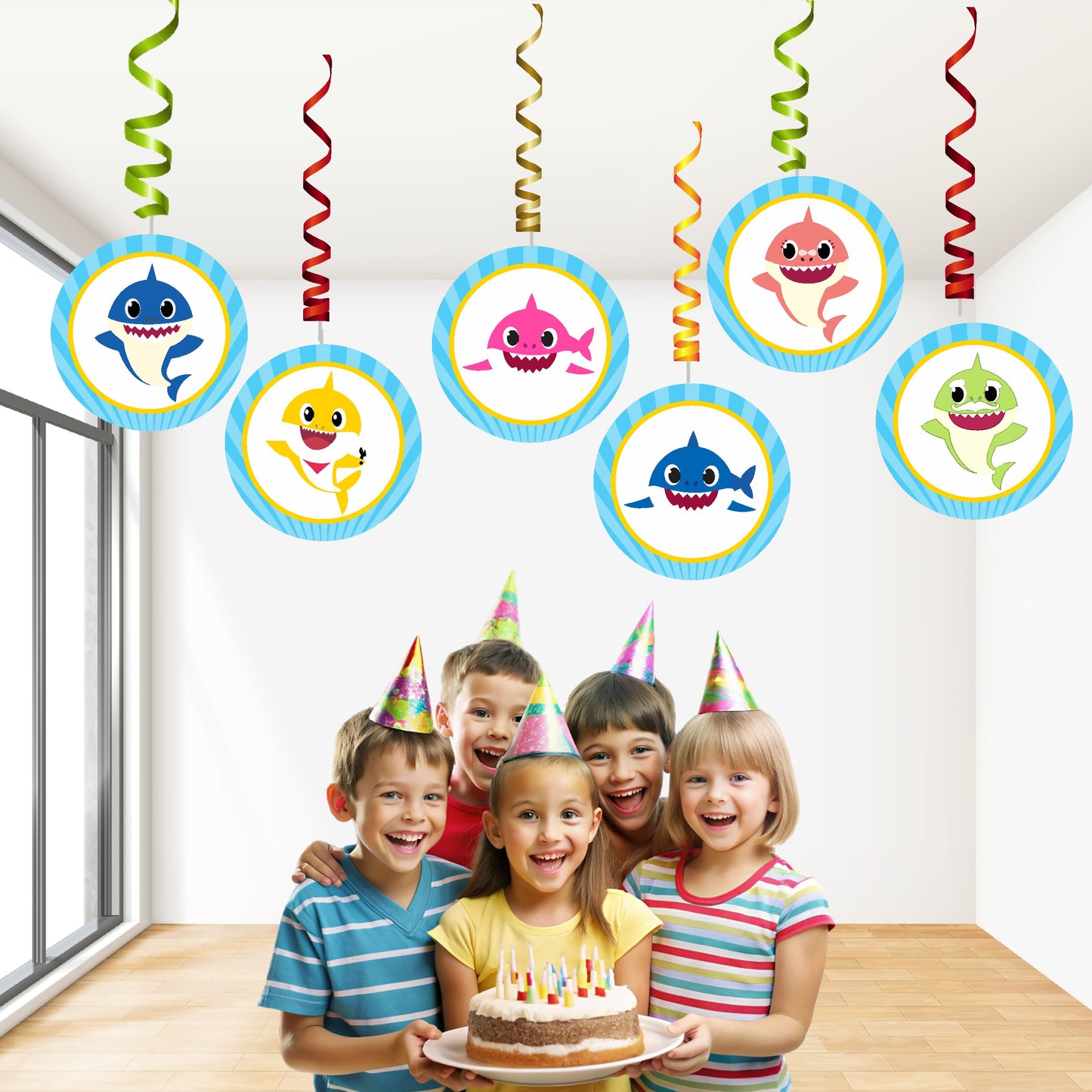 Baby Shark Theme Round Swirls