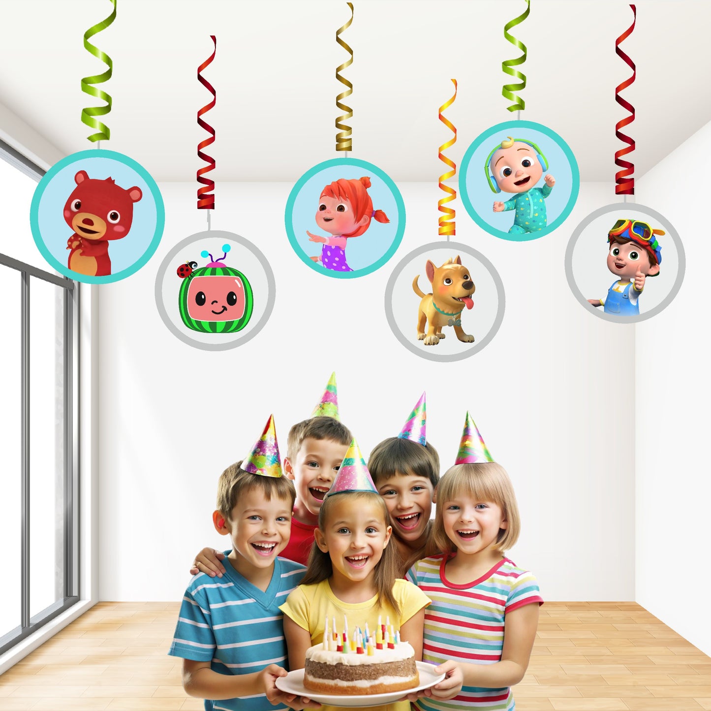 Cocomelon Theme Round Swirls