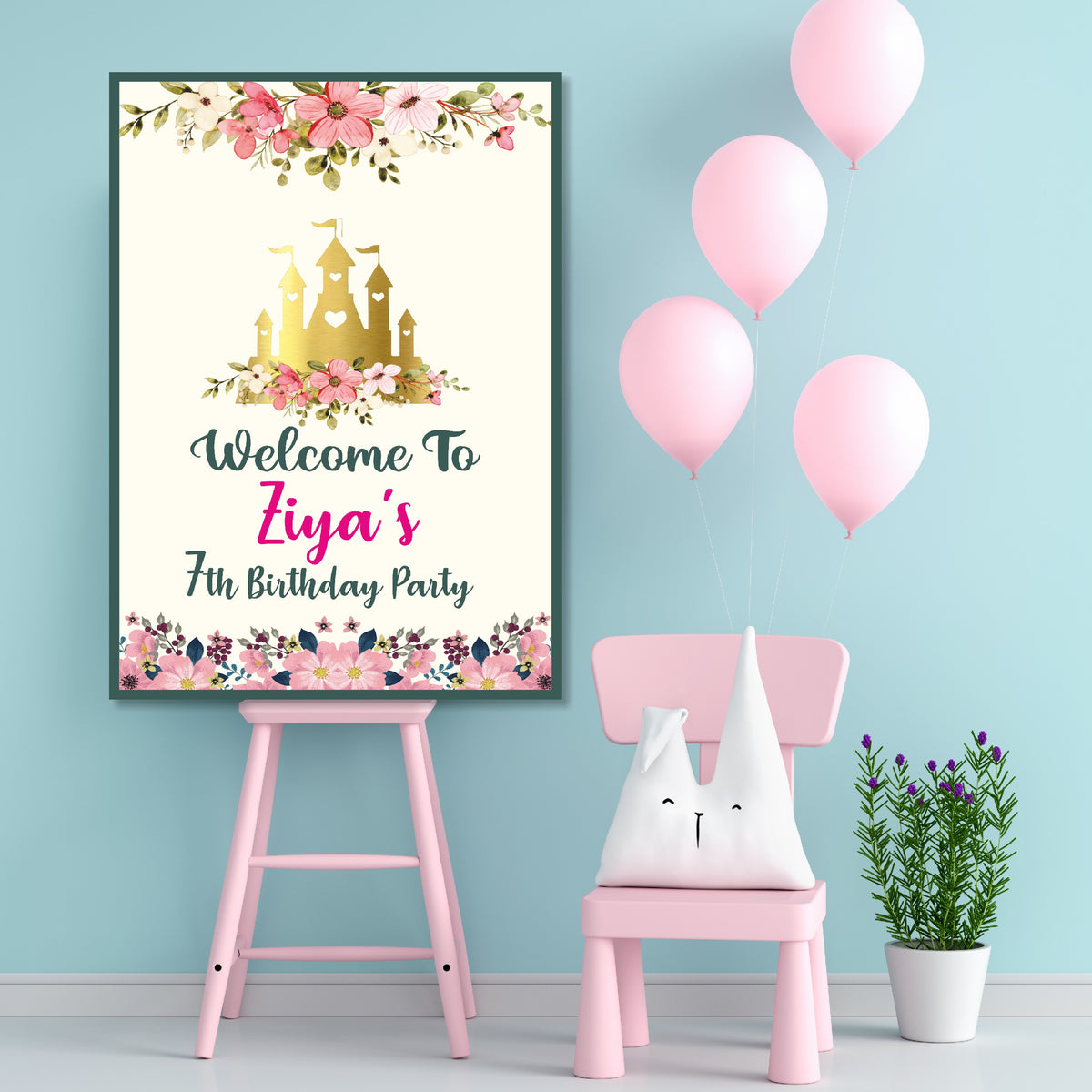 Princess Google Form Theme Princess Theme Customized Welcome Board – Blu Party