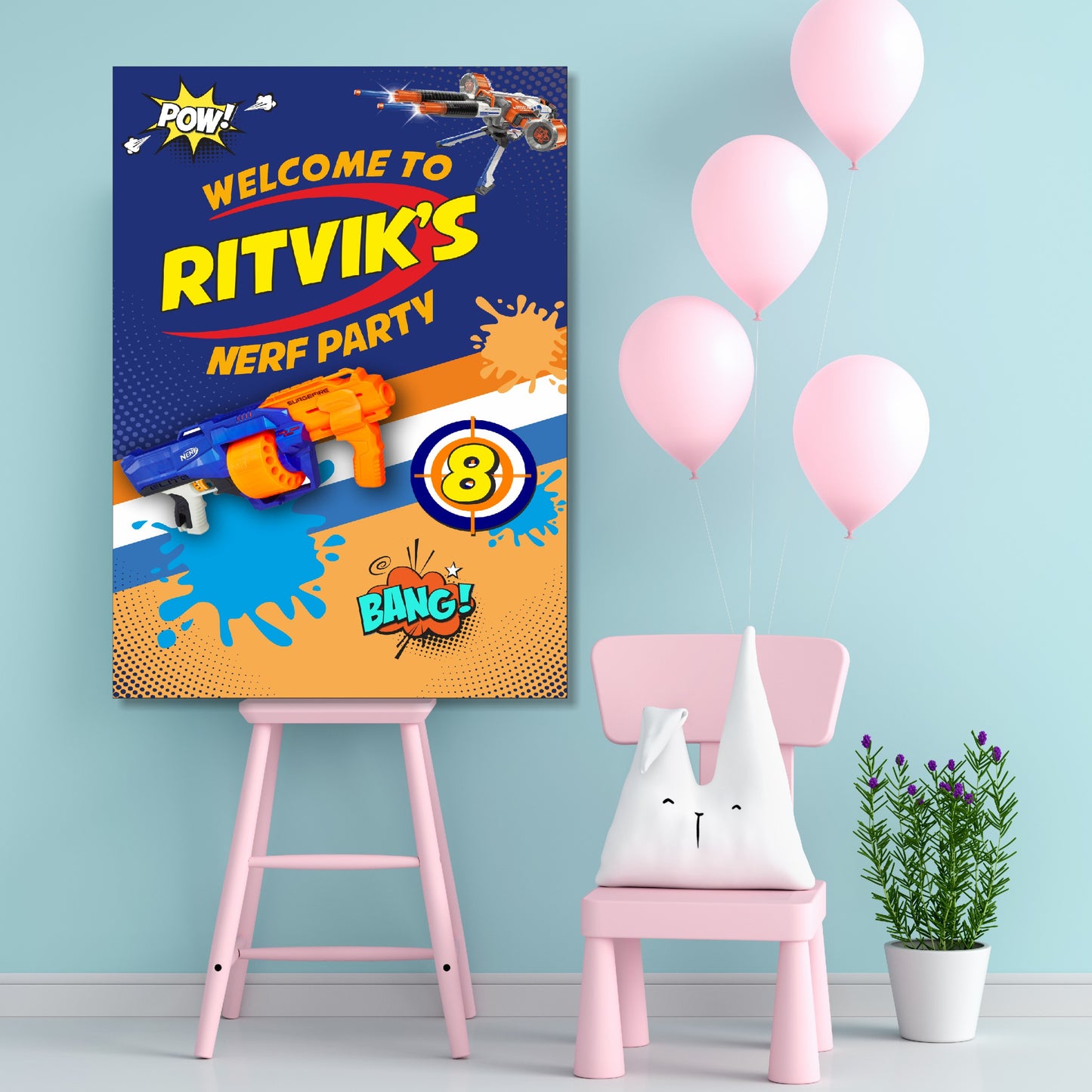 Nerf Gun Theme Welcome Board