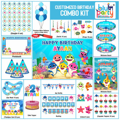 Baby Shark birthday theme personalized Elite combo kit for kids