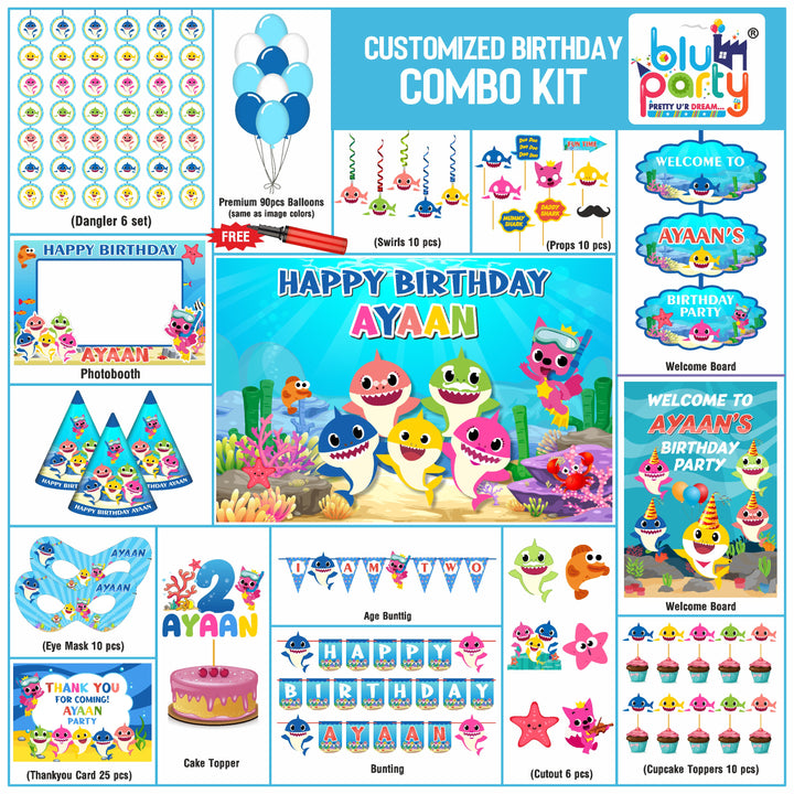 Baby Shark birthday theme personalized Elite combo kit for kids
