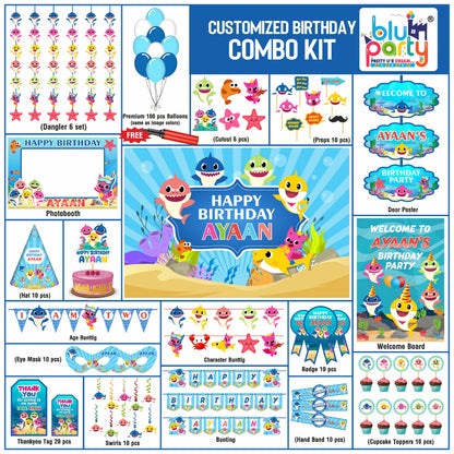 Baby Shark birthday theme personalized Prime combo kit for kids