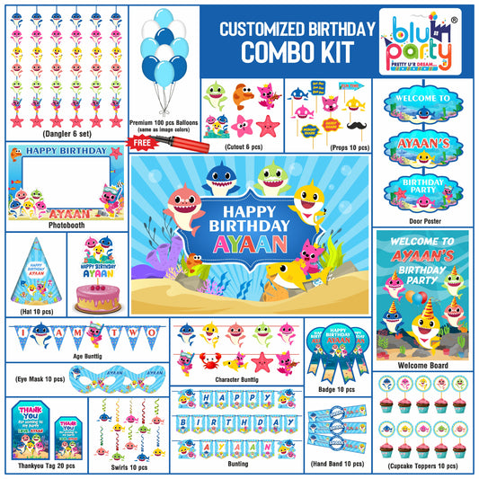 Baby Shark birthday theme personalized Prime combo kit for kids