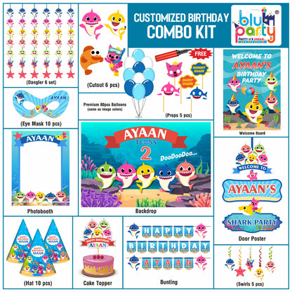 Baby Shark birthday theme personalized smart combo kits for kids party decoration
