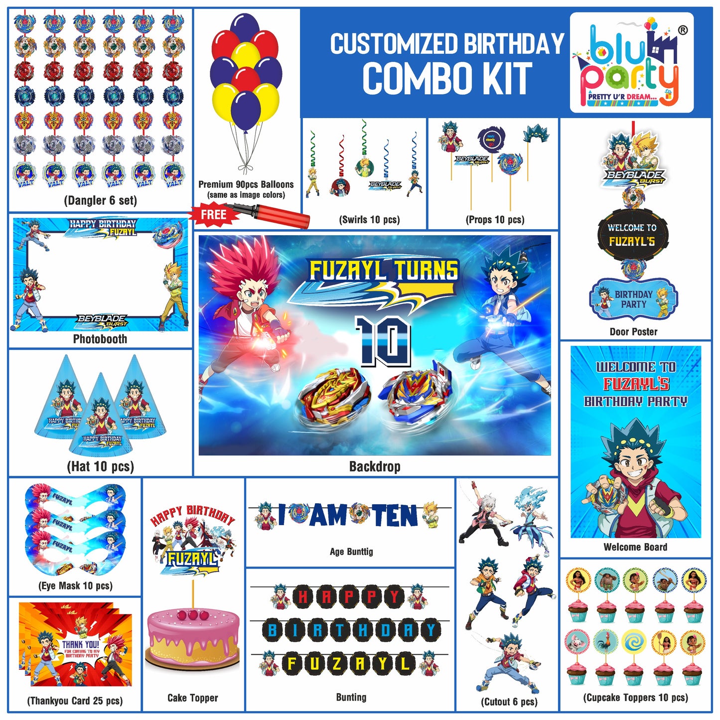 Beyblade birthday theme personalized Elite combo kit for kids